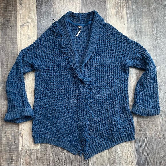 Free People | Asymmetrical Cardigan Sweater | Blue | Small - Picture 2 of 10